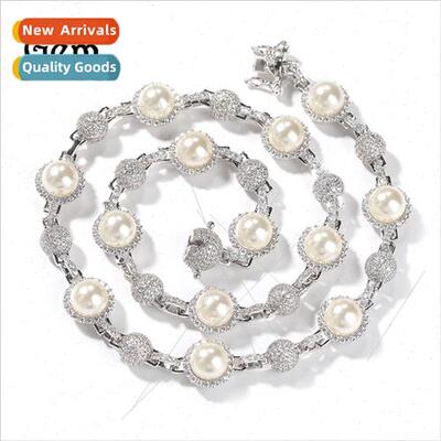 New hip-hop diamond pearl necklace men nd retro stacking cha