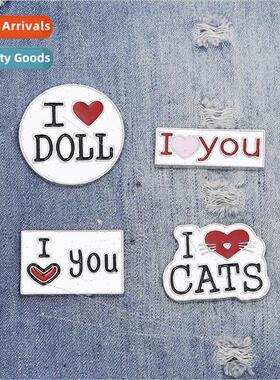 New I love you I love you geometric alloy oil drop brooch ac