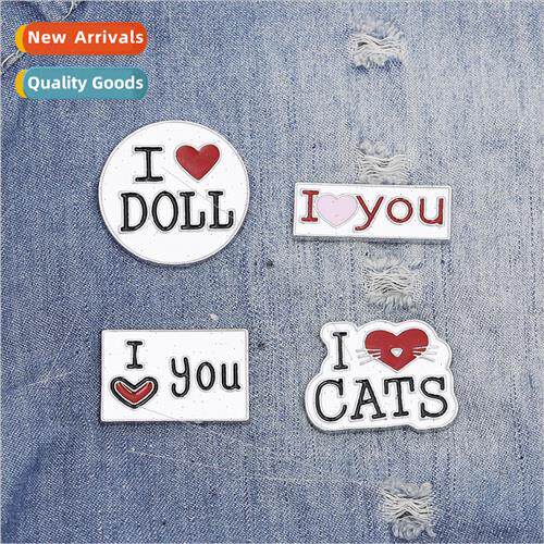 New I love you I love you geometric alloy oil drop brooch ac