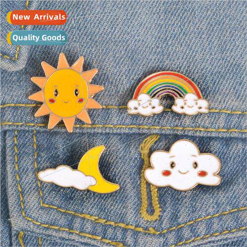 Korea  oil drop cute cute alloy brooch sun moon clouds cowbo