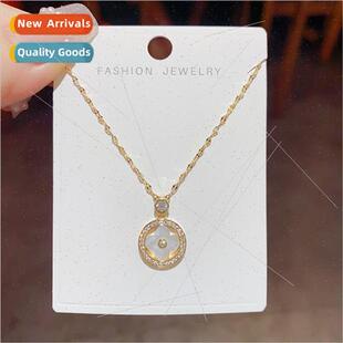 Leaf Flower Round Delicate Necklace Four Zirconia Women mple