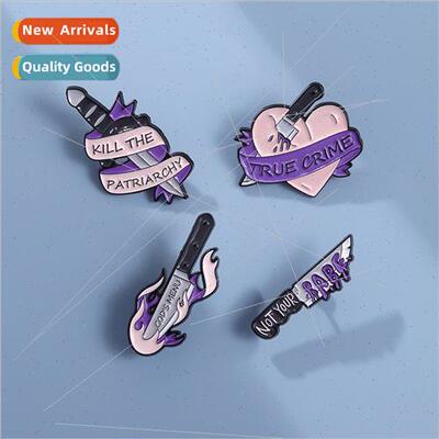 Personalised design purple ribbon alphabet dagger knife shap