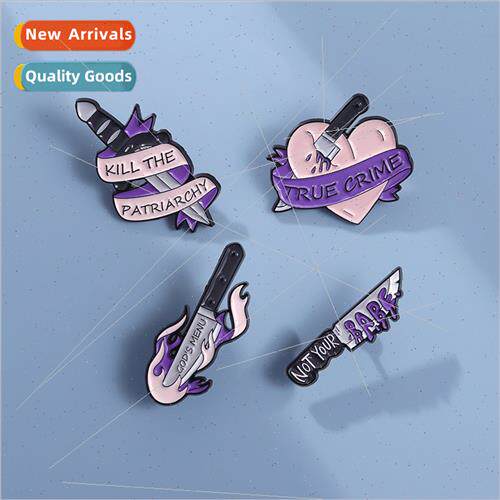 Personalised design purple ribbon alphabet dagger knife shap