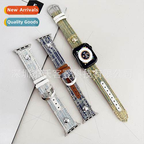适用apple watch bear denim canvas strap apple watch8/SE/7/6/