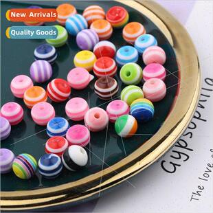 round striped beads loose hbea Resin children colorful
