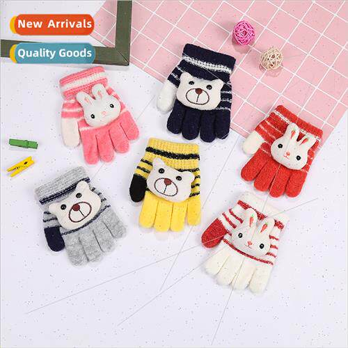 Children fall winter knted half-finger gloves male female ba