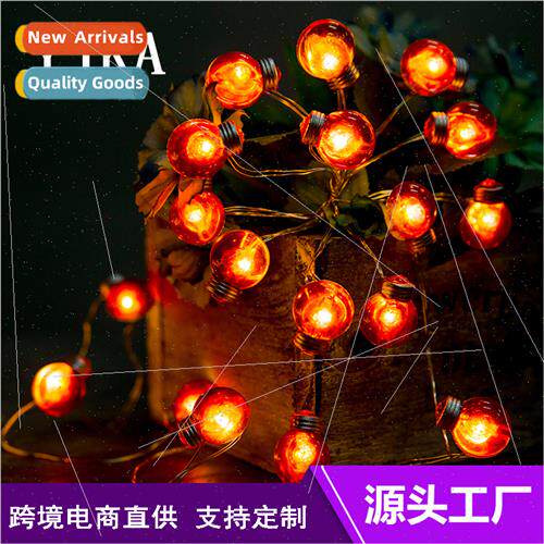 New led copper wire light string red half face bulb light mo