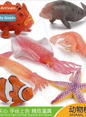 Underwater Creature Model Red Shrimp Mermaid Stone Fish Clow