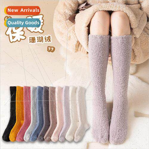 Coral velvet socks women winter padded thickened warm calf h