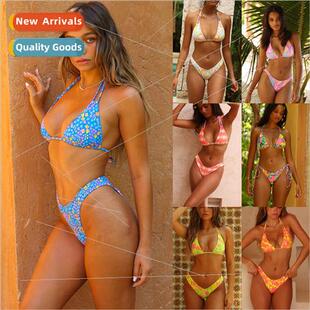 Point Bikini Spl 2024Europe Strappy Three Printed Swims Sexy