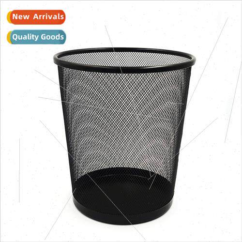 Metal mesh round garbage can iron waste basket kchen storage
