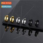 curved tanium steel Korea earrings round stainless