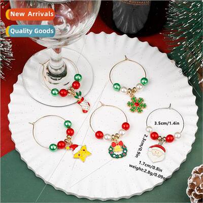 ins Christmas snowman red wine glass ring wine stopper goble