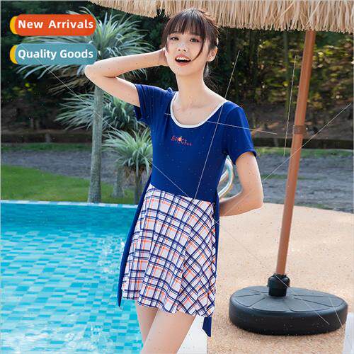 Teenage swimsu one-piece skinny flat skirt gathered swimsu l