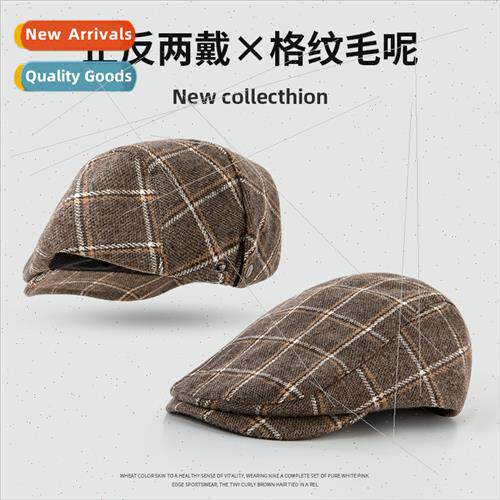 Autumn winter new ward hat retro plaid leisure wh UK newsboy