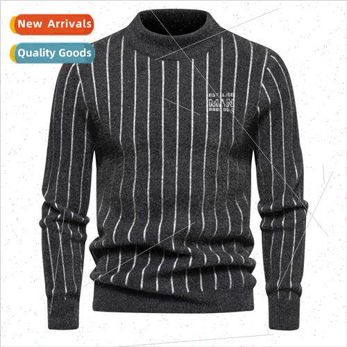 Autumn winter new round neck sweater men striped printed inn