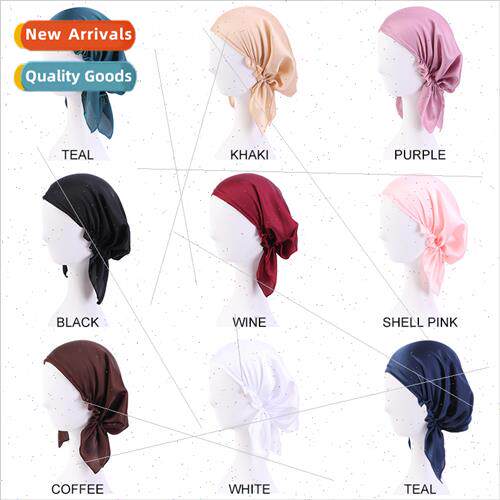 Adult Headbmulation lk Satin Sleeping Hat Triangle Elastic H