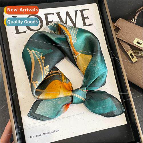 2023 new fashion temperament silk square scarf women silk sc