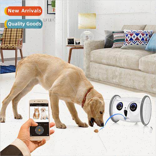 Owl shaped pet electric toy wh snack dispenser movable dog w