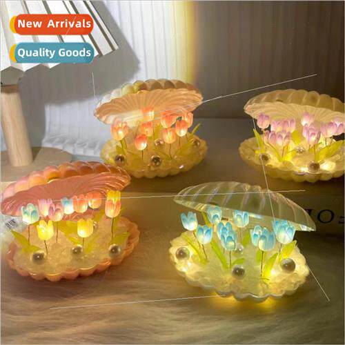 plastic shell tulip night light handmade diy luminous orname