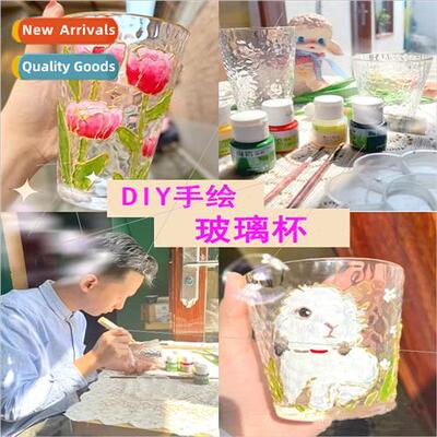 Handmade stained glass cup diy painted graffi glass painting