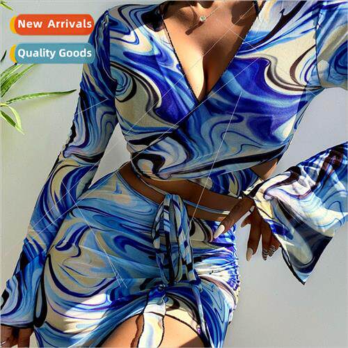 2022Europe Sexy Mesh 4 Piece Swimsu Bikini New Swimwear 7692