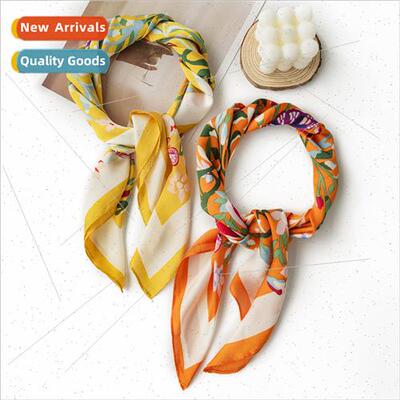 French gentle simulation silk scarf spring fall  floral smal