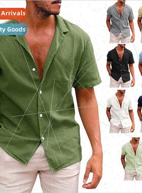 Summer linen large size men short-sleeved T-shirt loose swea