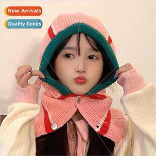 female winter knted Korea ear cap striped protection Barafa