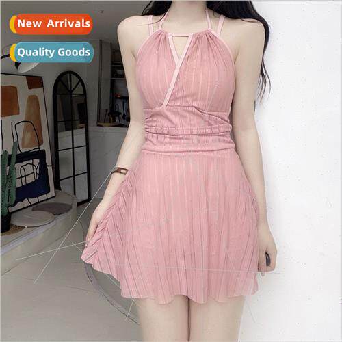 Hot springs one-piece swimsu female skirt conservative belly