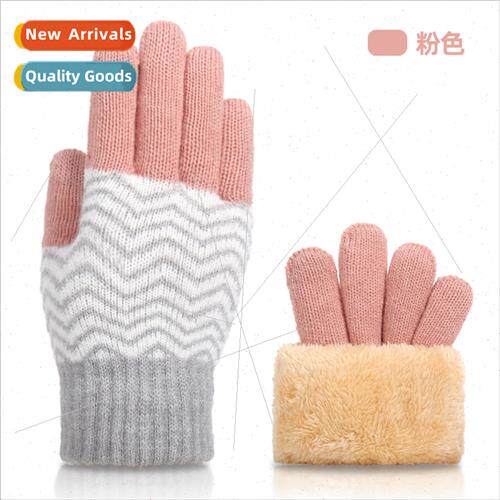 New women winter thickened double knted gloves padded cold w