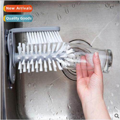 Creative suction wall type lazy cup brush glass cup cleaning