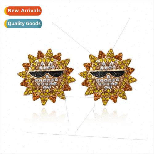 New simple sun wh diamond earrings retro fashion ensemble wi