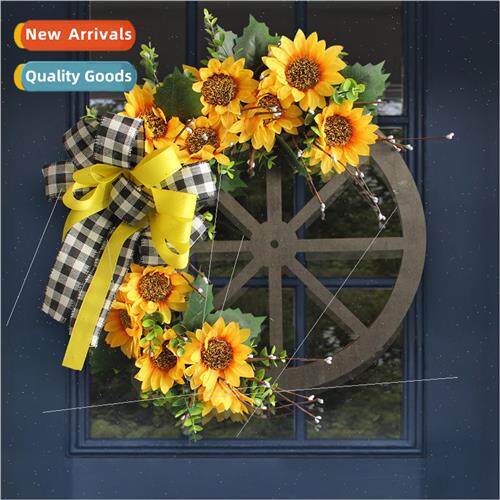 Sunflower Bee Festival Bow Wreath Hanging Decoration mulatio