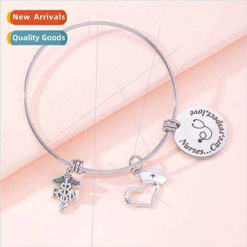 Nurse bracelet bracelet stainless steel round plate engraved