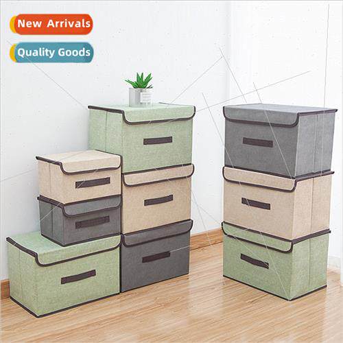 Home fabric twopcs set storage boxes foldable clothing linen