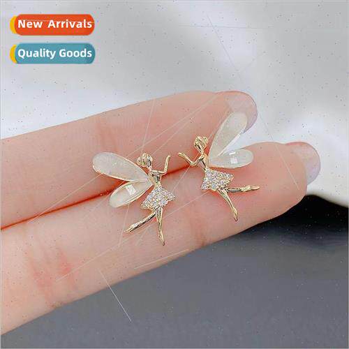 Elf ltle girl earrings female ins tide Koreahundred wh fashi