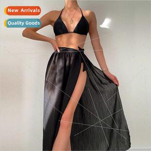 Long Bikini Europe Piece Three Sexy Waist High Tie New 2023