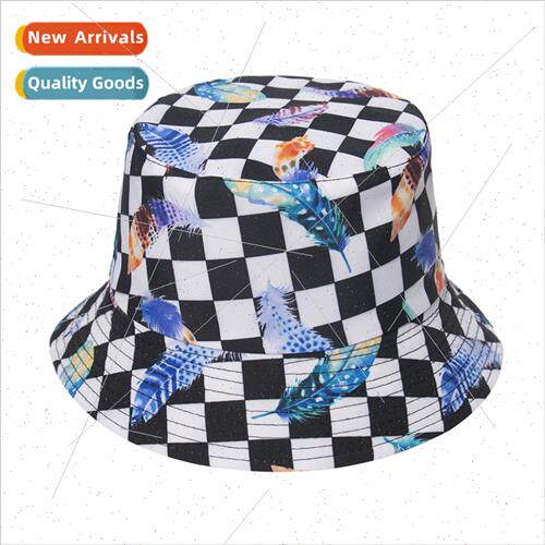 2021 new black whe grid colour feather double-sided fisherma