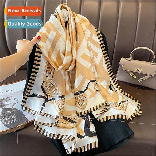 Fashion chain temperament simulation silk scarf female dual-