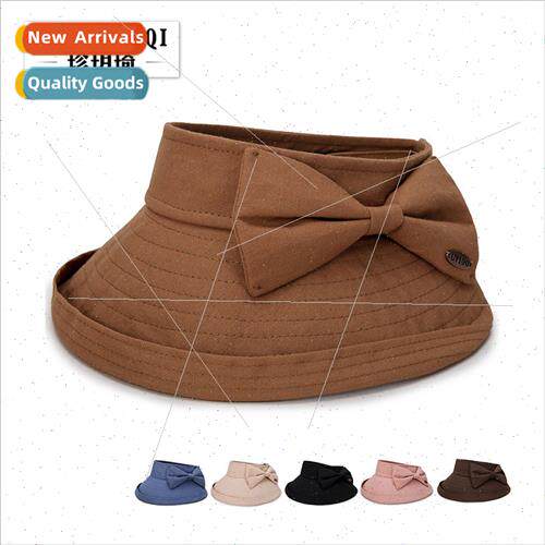Summer new sunshade big edge hollow top hat Ms. big bow suns