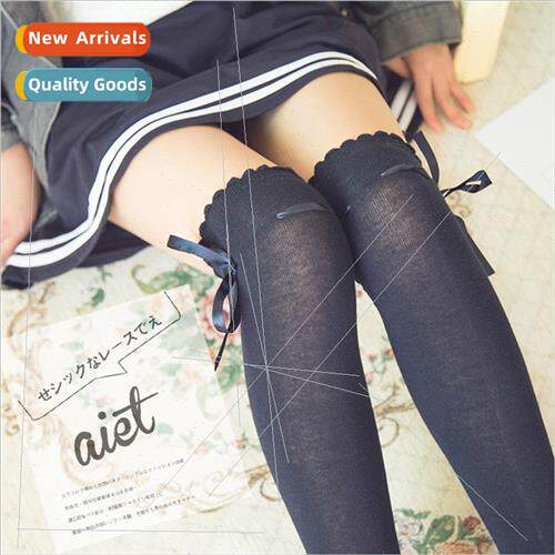 Japan knee-high cotton leg stockings College bow girl socks