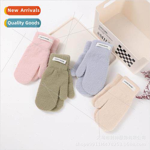 New thickened ins cold-profinger gloves female winter Korea