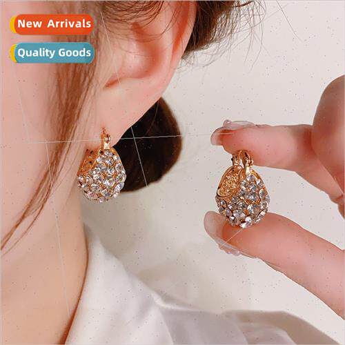 French  super flash full diamond flower basket earrings fema