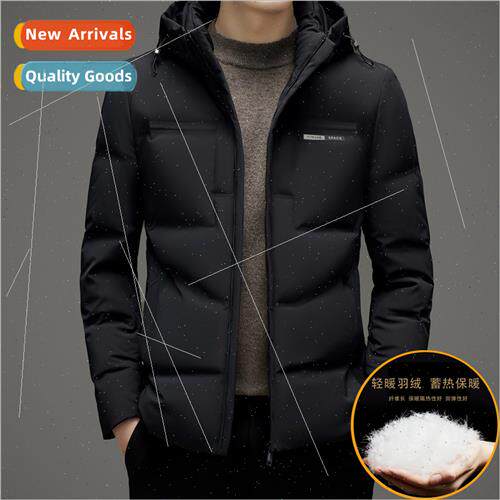 Down jacket men 2023 new winter middle-aged can take off cap