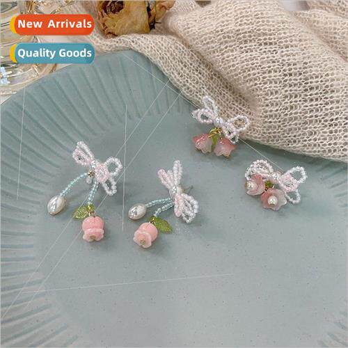 New fresh bow beaded earrings earrings fresh sweet fashion c