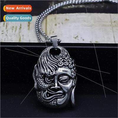 alloy necklace retro a thought into Buddha pendant tide men