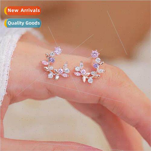 Full diamond zirconia earrings match butterfly flowers leave