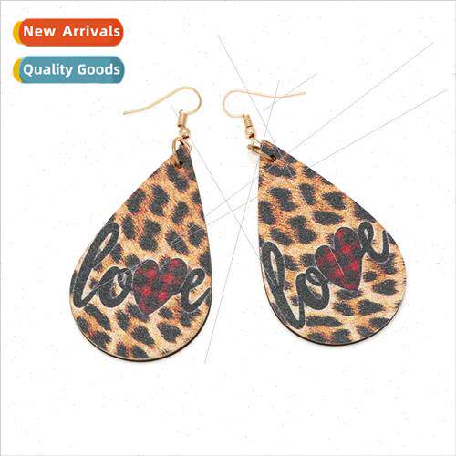 temperament exaggerated wooden leopard cow head earrings sim
