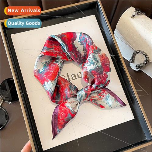 Spring Autumn tie-dye color blocking new French mulberry sil